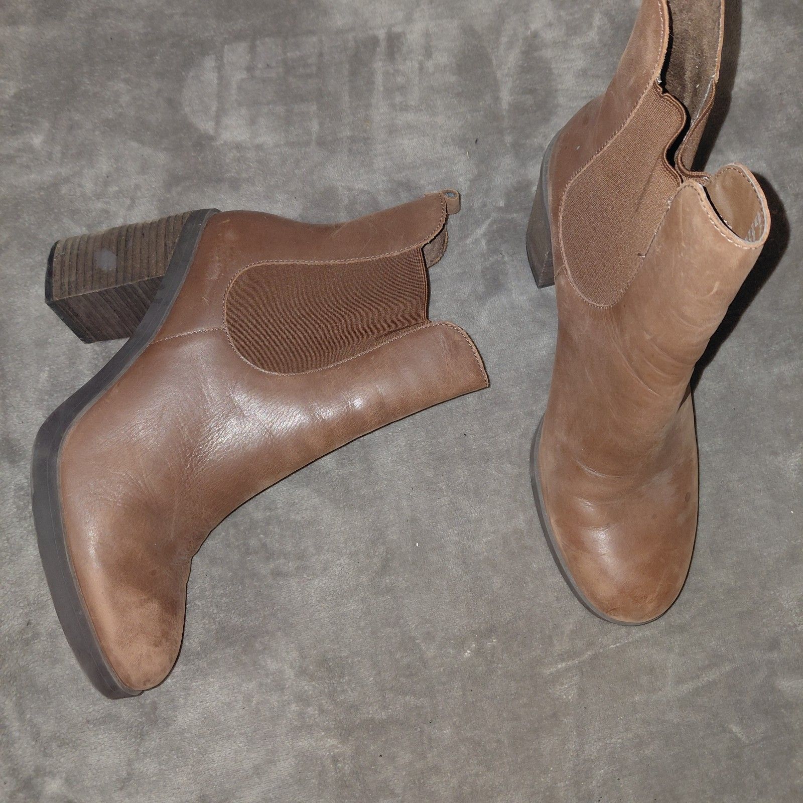 Crown Vintage After Hours Chelsea Boots Womens 10 M Brown Leather Block Heels